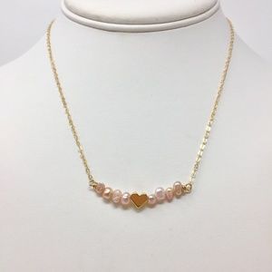 Bundle of 3 Pearl Bar Necklace with Gold Heart